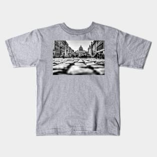 Sistine Chapel Rome, Worms Eye View Black And White Kids T-Shirt